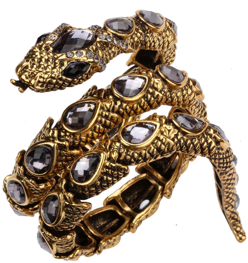 Stretch Snake Bracelet Armlet Cuff For Women Crystal Bangle Plated