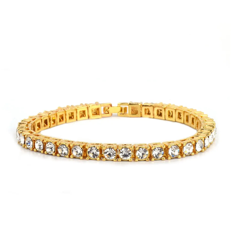 Necklace  1 Row 5mm Tennis Necklace And Bracelet Set Gold Plated