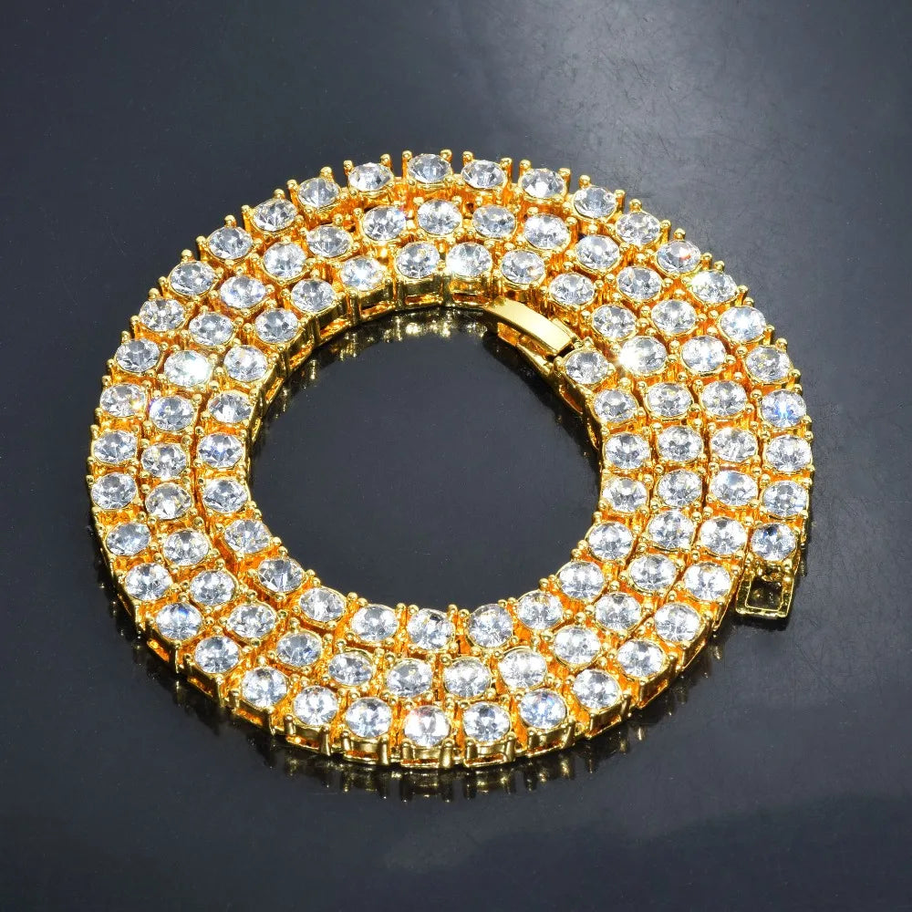 Necklace  1 Row 5mm Tennis Necklace And Bracelet Set Gold Plated