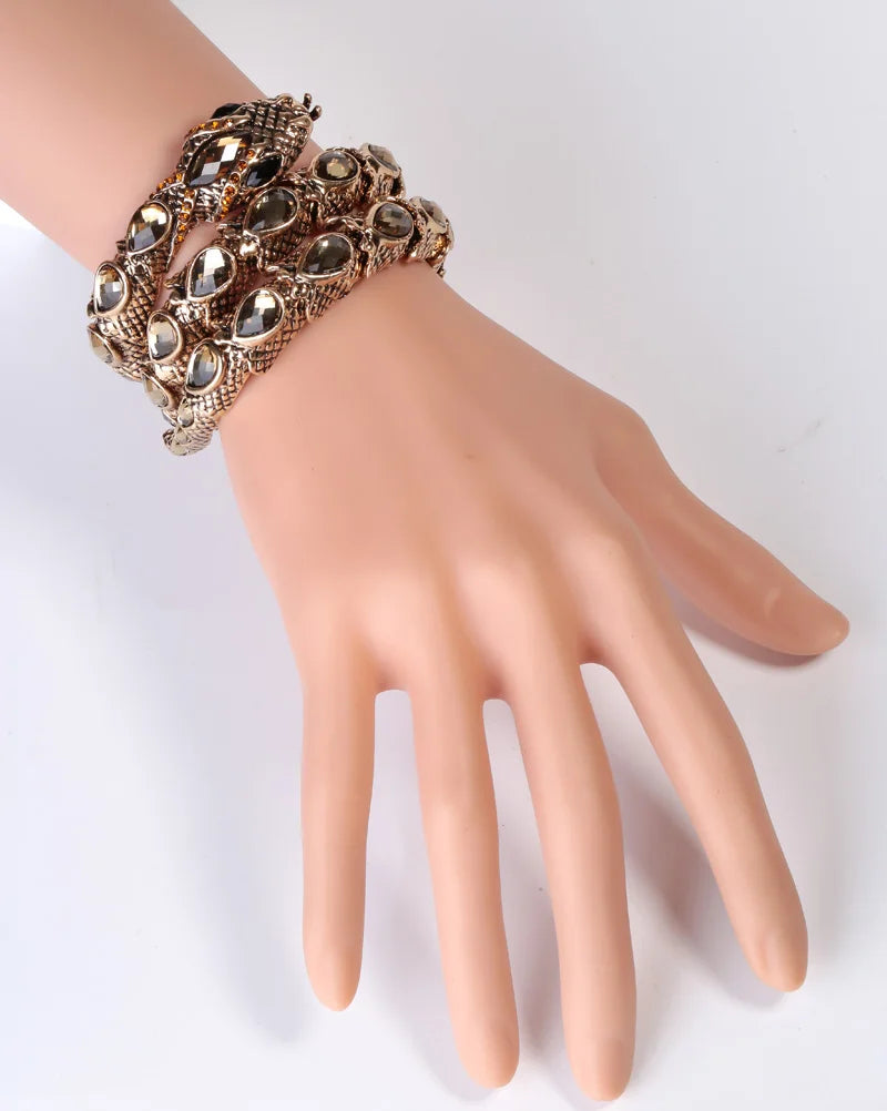 Stretch Snake Bracelet Armlet Cuff For Women Crystal Bangle Plated