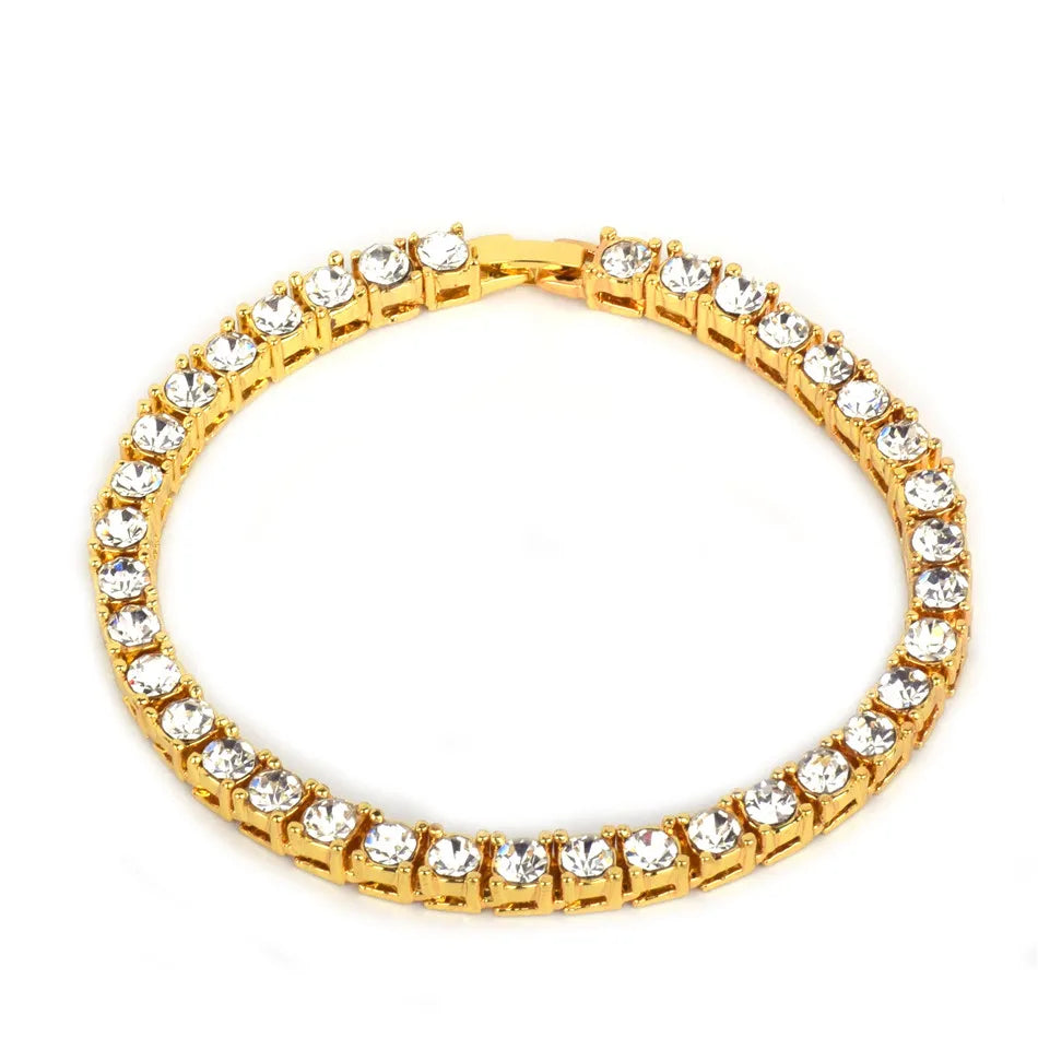 Necklace  1 Row 5mm Tennis Necklace And Bracelet Set Gold Plated