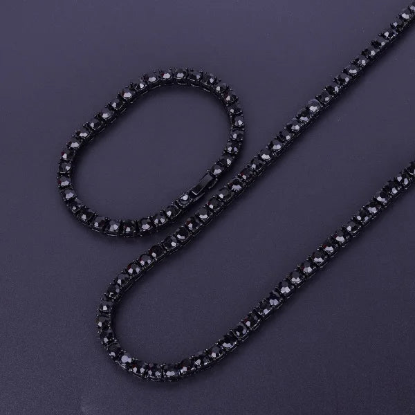 Necklace  1 Row 5mm Tennis Necklace And Bracelet Set Gold Plated