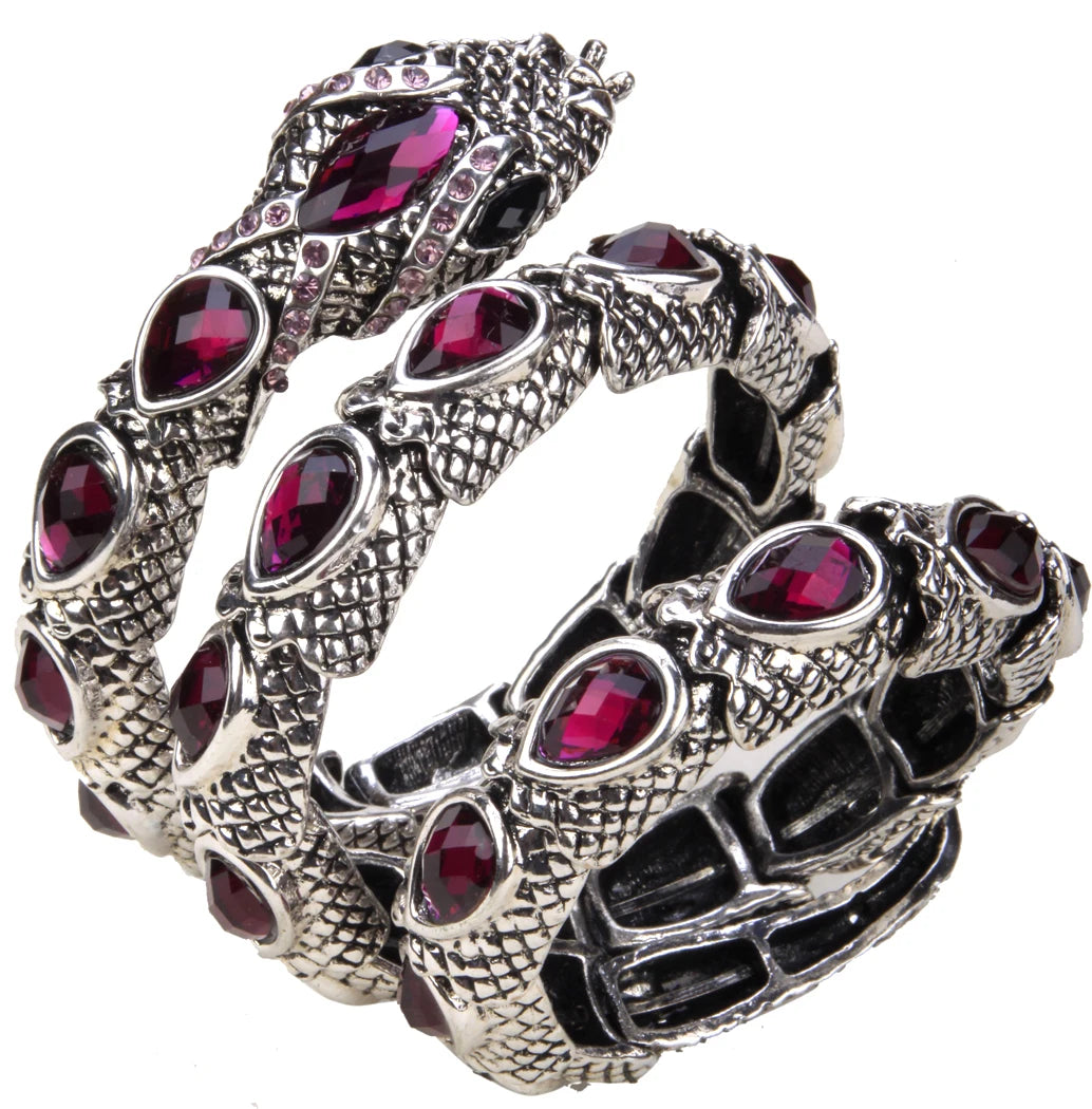 Stretch Snake Bracelet Armlet Cuff For Women Crystal Bangle Plated