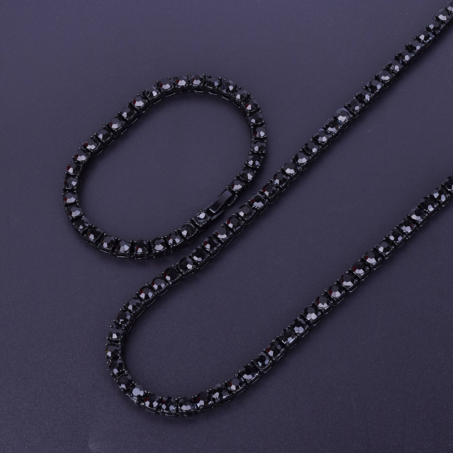 Necklace  1 Row 5mm Tennis Necklace And Bracelet Set Gold Plated