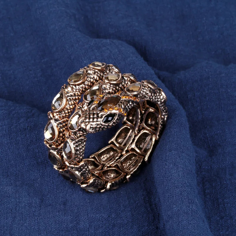 Stretch Snake Bracelet Armlet Cuff For Women Crystal Bangle Plated