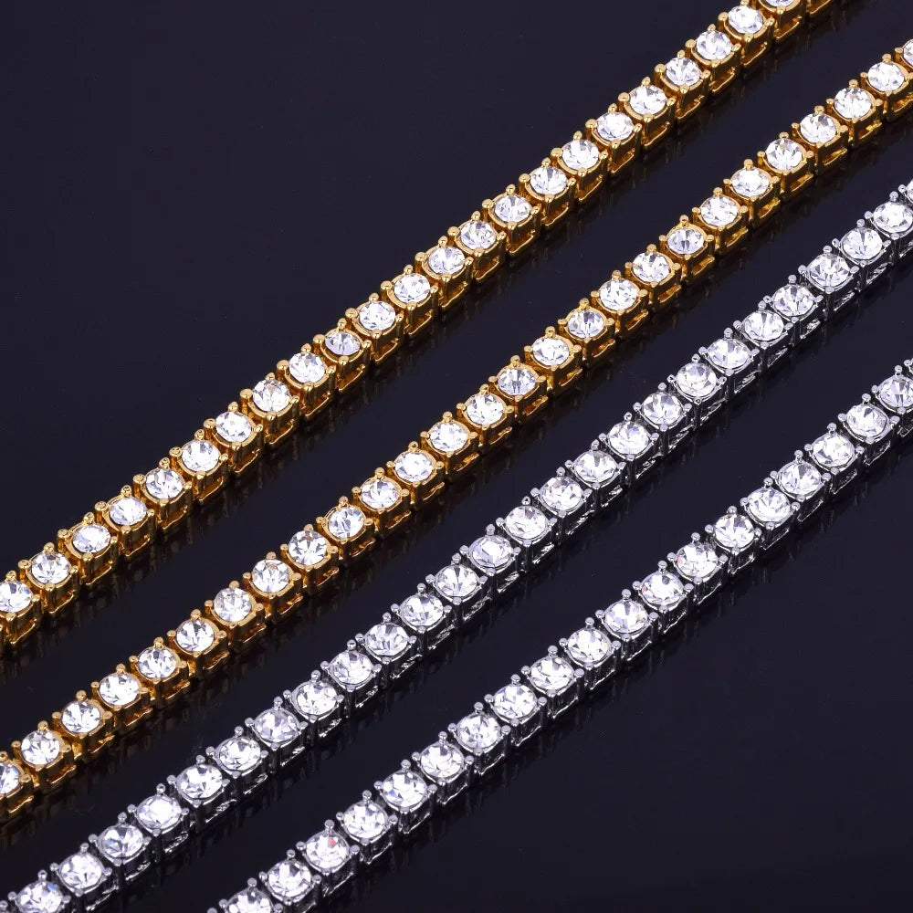 Necklace  1 Row 5mm Tennis Necklace And Bracelet Set Gold Plated