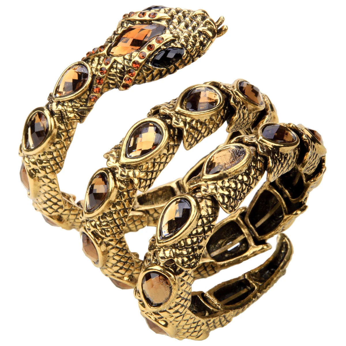 Stretch Snake Bracelet Armlet Cuff For Women Crystal Bangle Plated