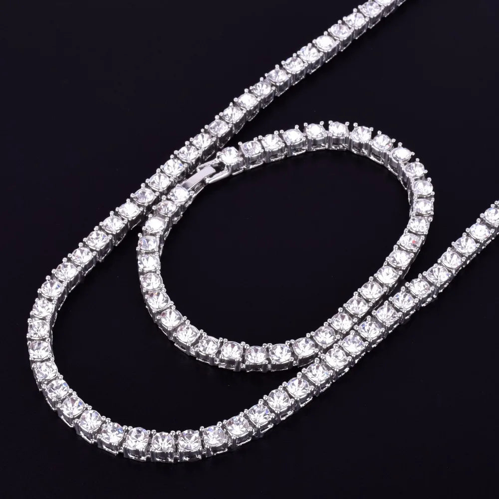 Necklace  1 Row 5mm Tennis Necklace And Bracelet Set Gold Plated
