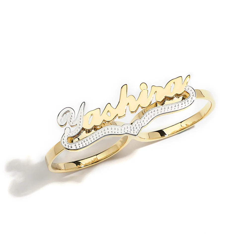 3UMeter Unisex Letter Name Ring With Heart Engraving Nameplate