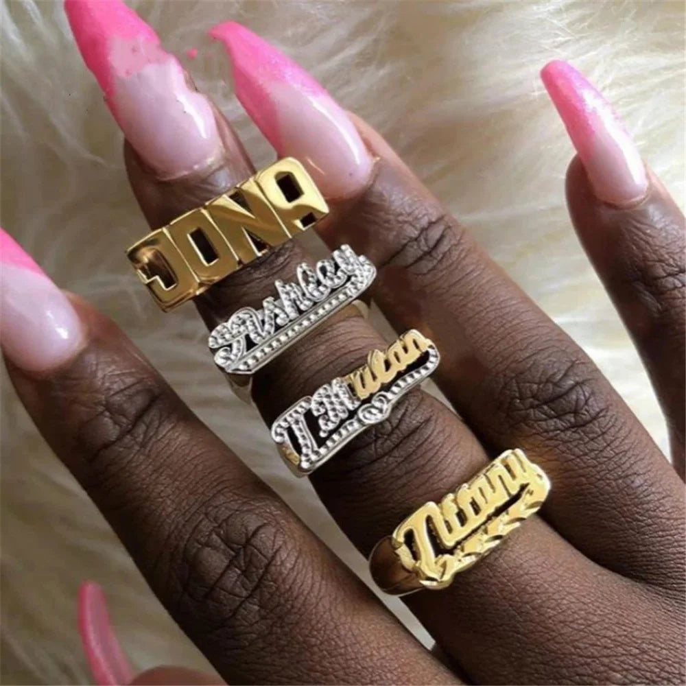 Ring Double Layer Custom Letter Jewelry