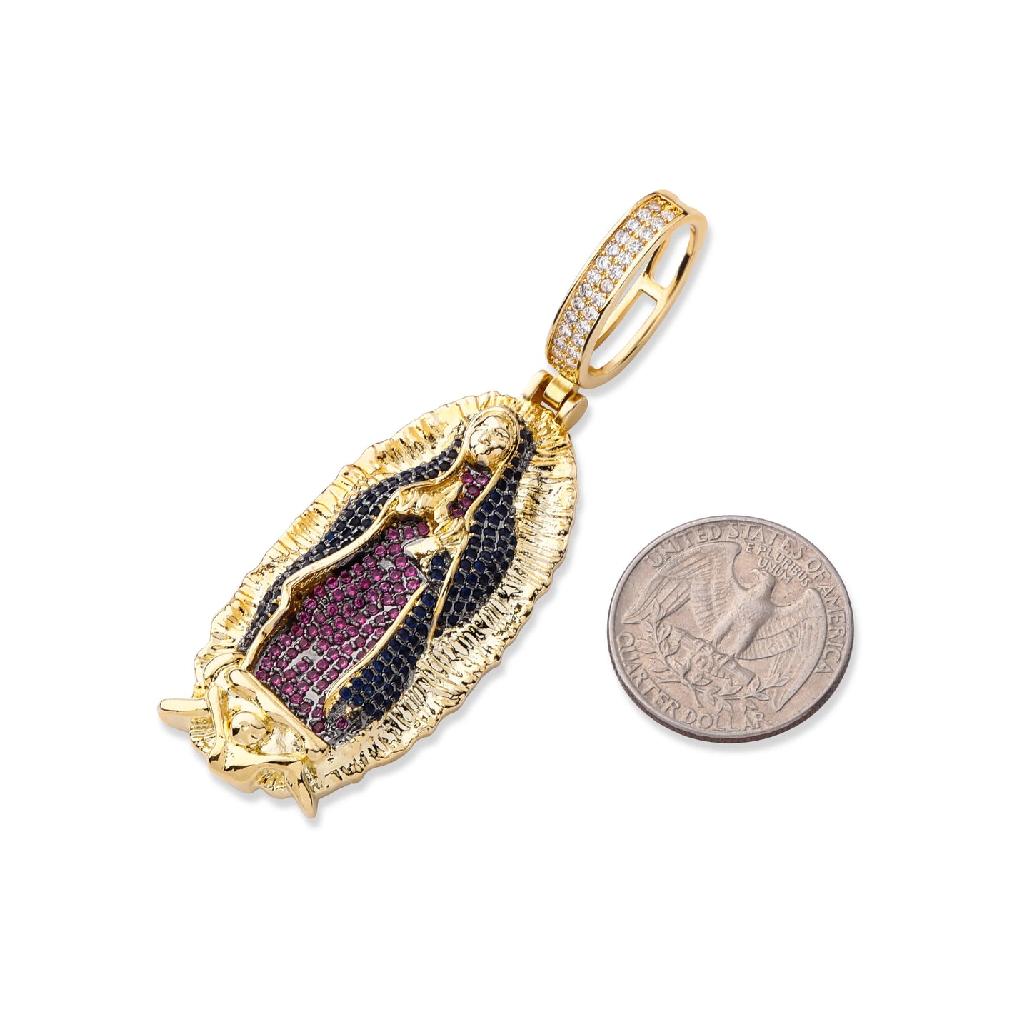 TOPGRILLZ Mens Virgin Mary Hip Hop Pendant Cubic Zirconia