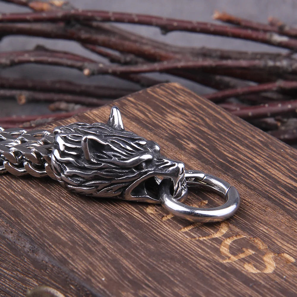 Bracelet Wolf Head Stainless Steel Mesh Gold