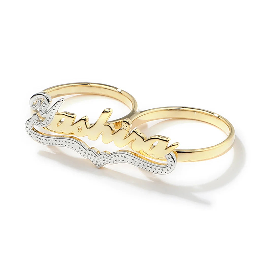 3UMeter Unisex Letter Name Ring With Heart Engraving Nameplate