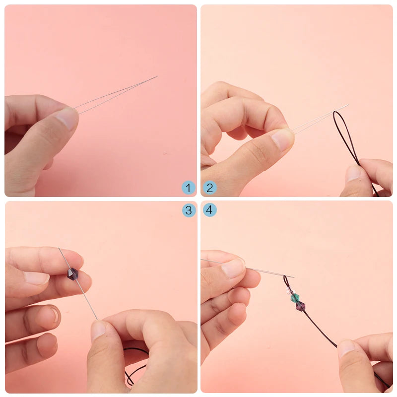 Stainless Steel Big Eye Curved Beading Needles Set JT-02
