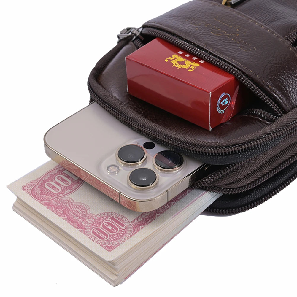 APWIKOGER Men Crossbody Bag Waterproof Leather Shoulder Bag For Travel