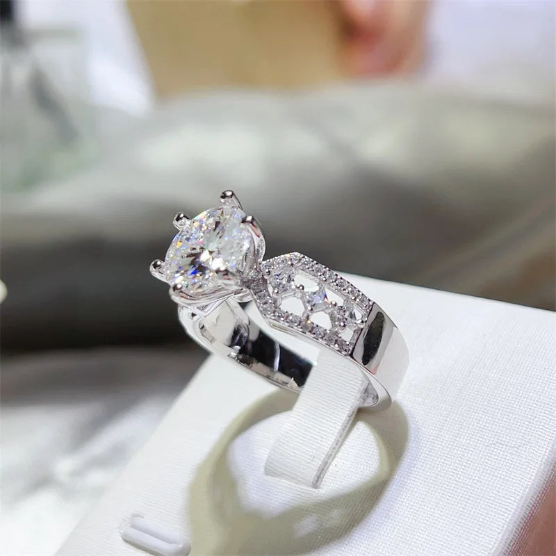 Moissanite Ring In 925 Sterling Silver