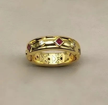 Ring Spiral Design Colored Crystal