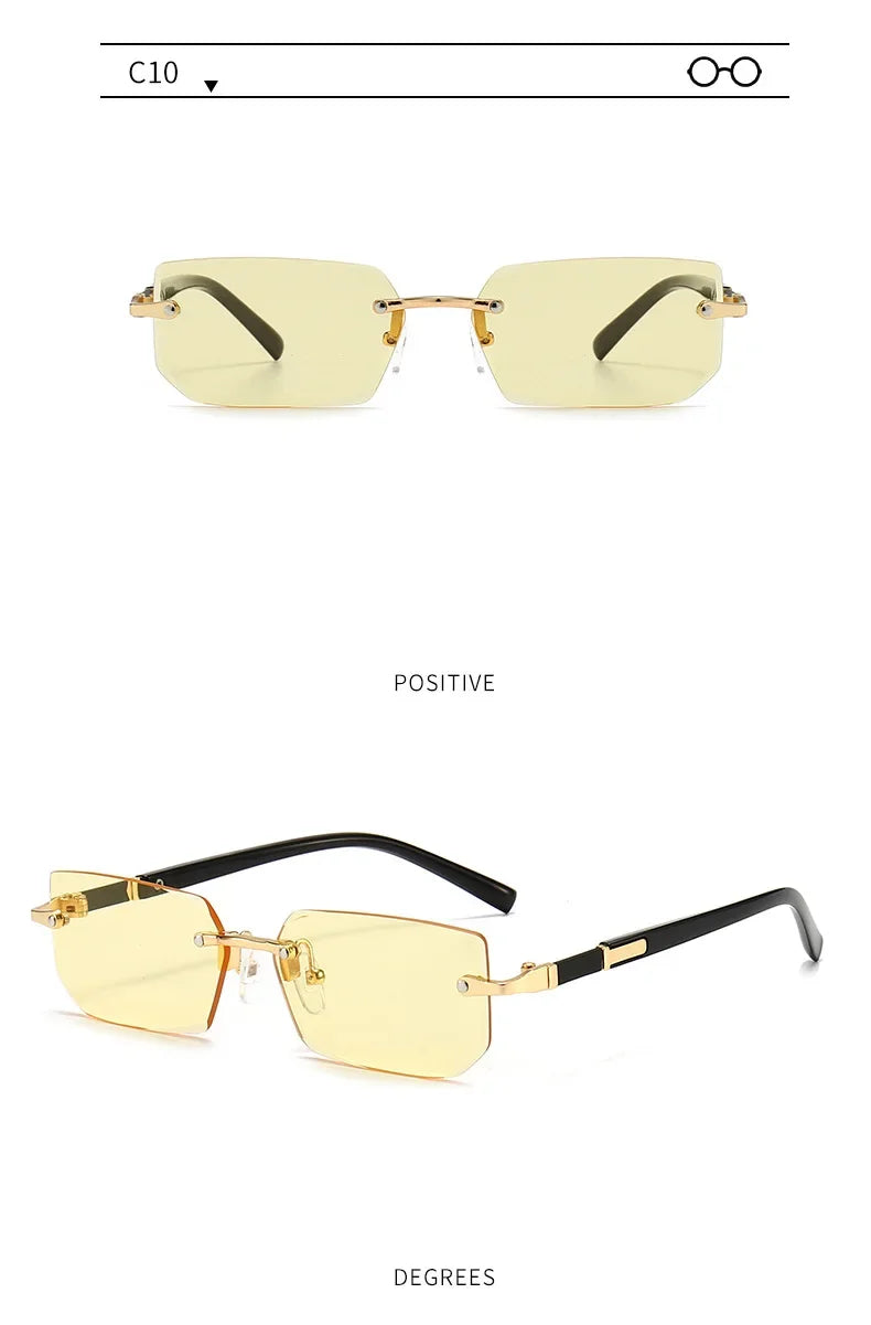 Sunglasses Frameless Diamond Shaped Leopard UV400 Small Frame
