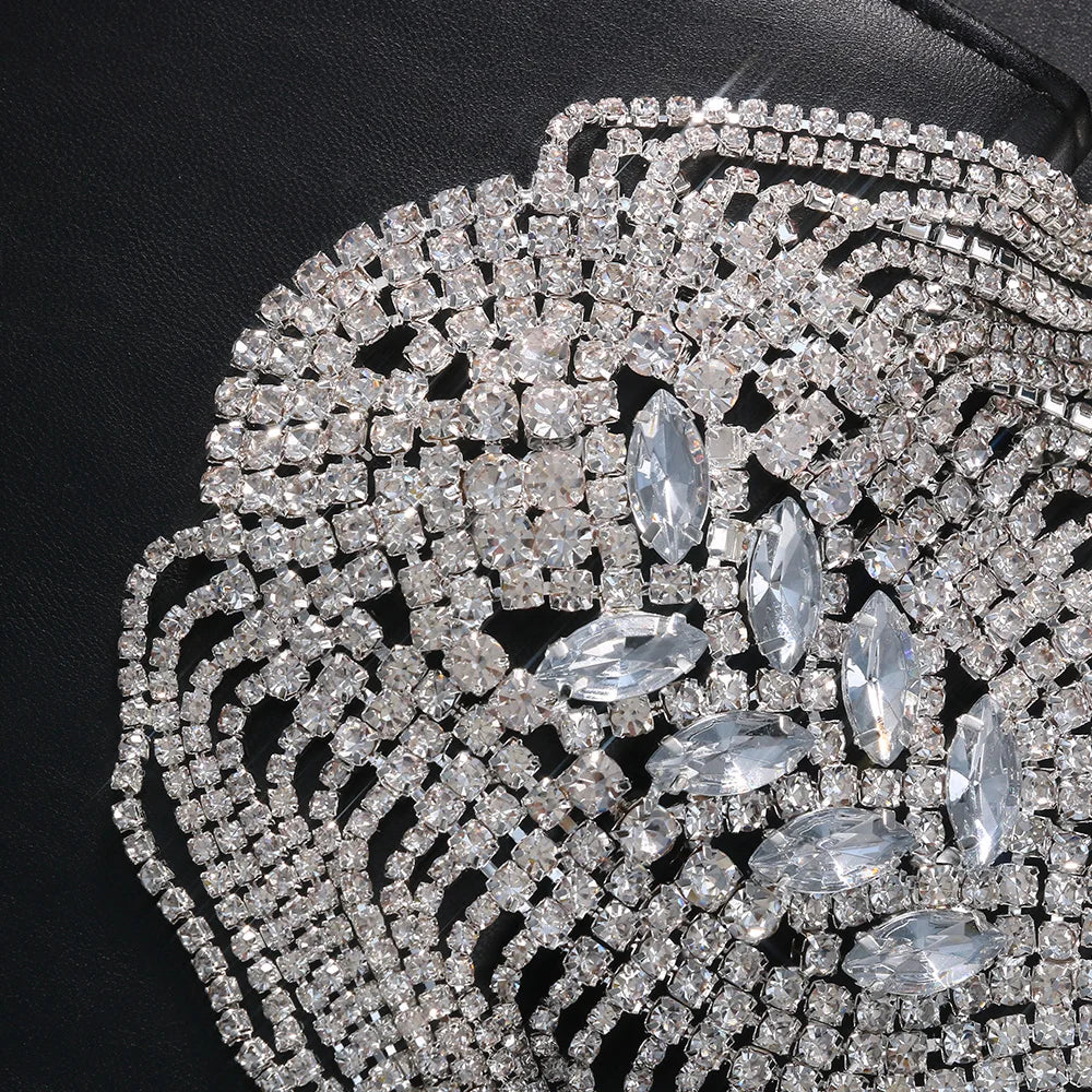 Brooch For Women Tassel Chain Rhinestone Epaulet