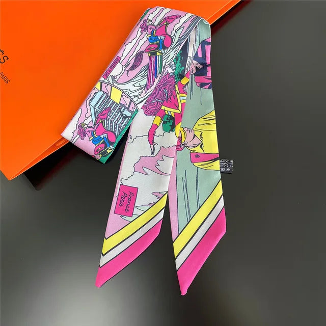 Scarf Skinny Plaid Silk Accessory
