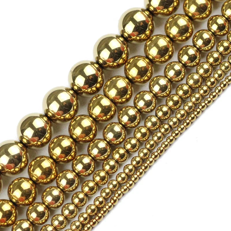 HGKLBB Round Hematite Beads Plated Natural for Jewelry Making DIY