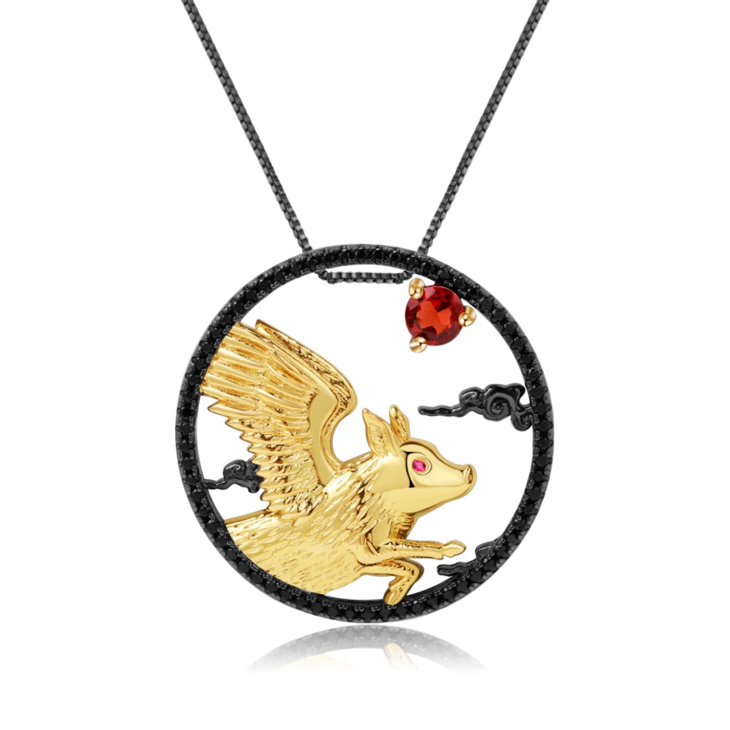 925 Necklace Silver Blue Topaz Dragon Pendant