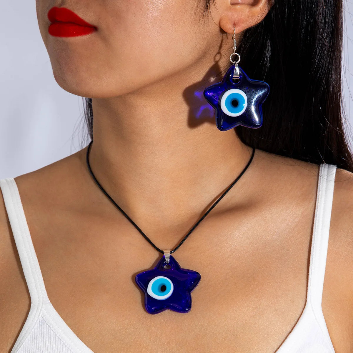 Earrings Necklace Devil's Eye Pendant Set