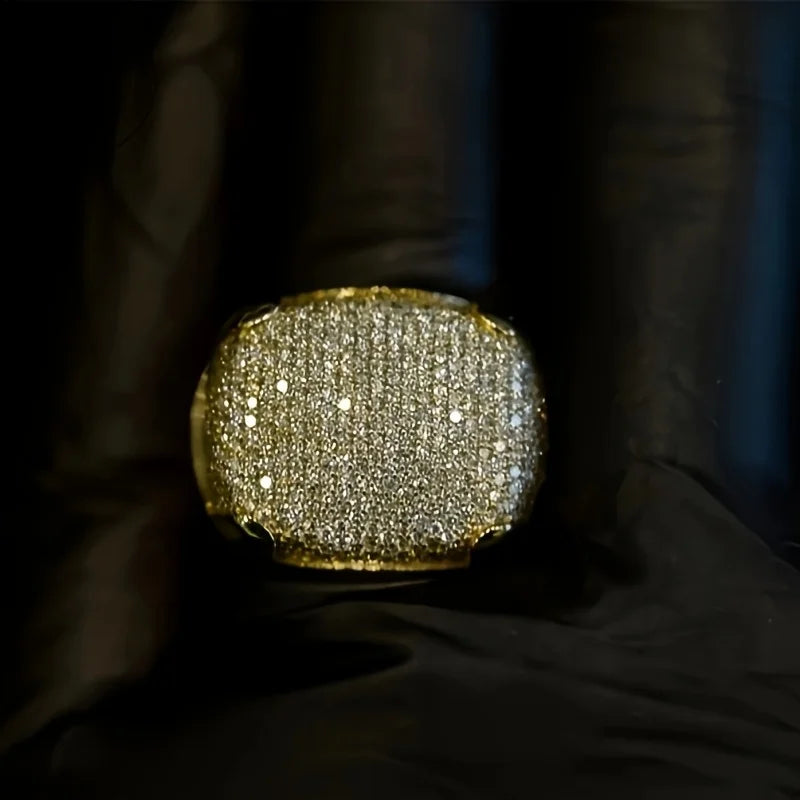 925 Sterling Pinky Ring Iced Out Zircon Gold Plated