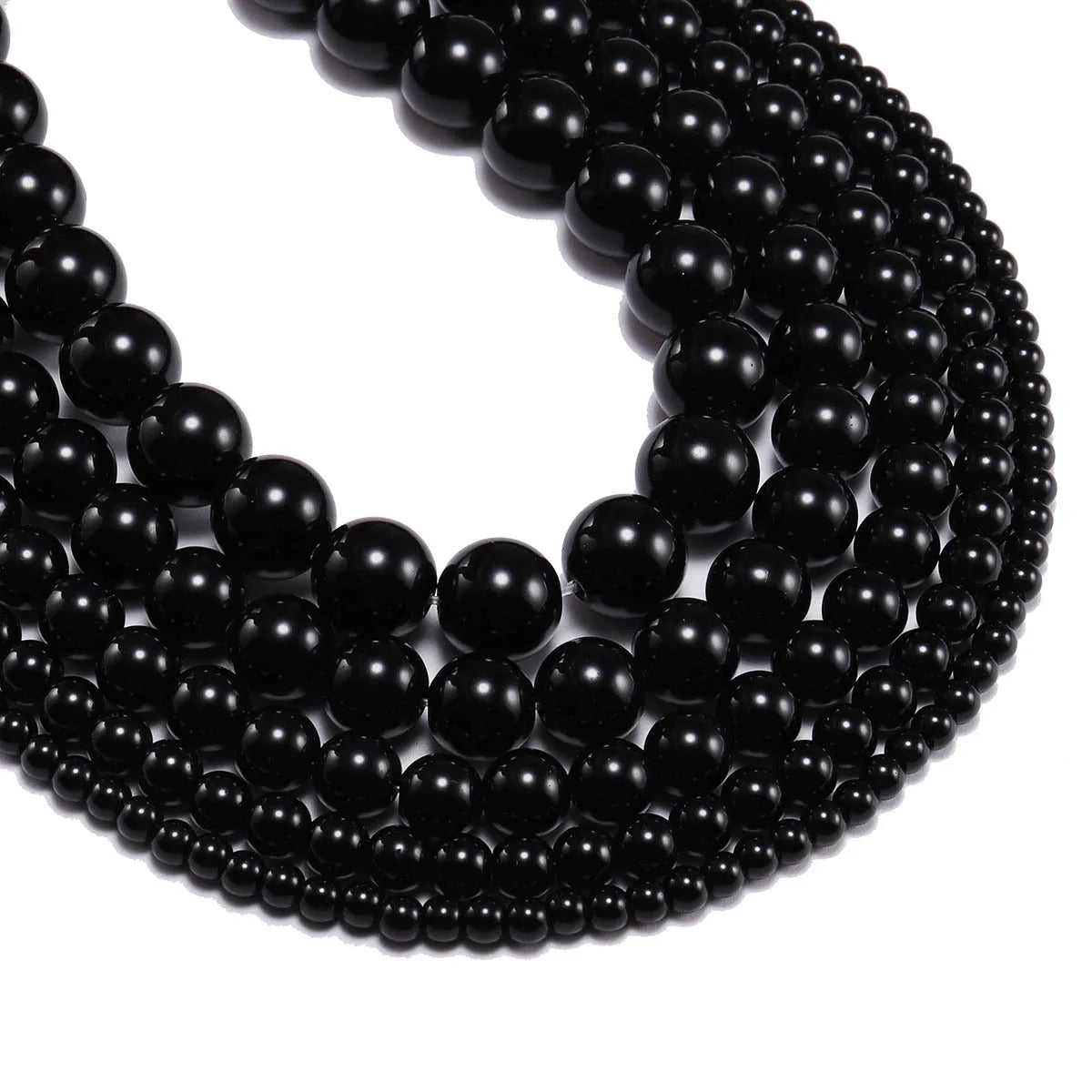 Black Agate Beads for Jewelry Making Round Beads