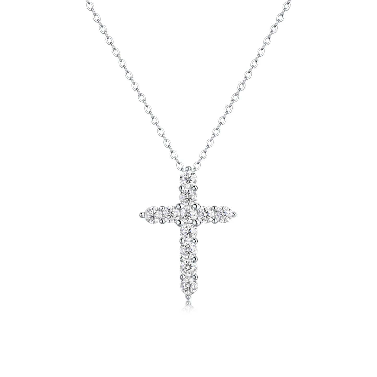 Necklace 925 Silver Cross Moissanite Pendant