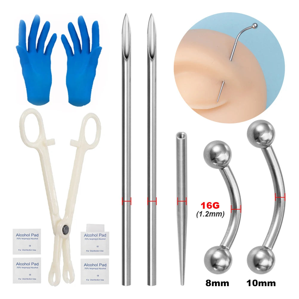 Hongtu Body Jewelry Surgical Steel Body Piercing Kit Needles
