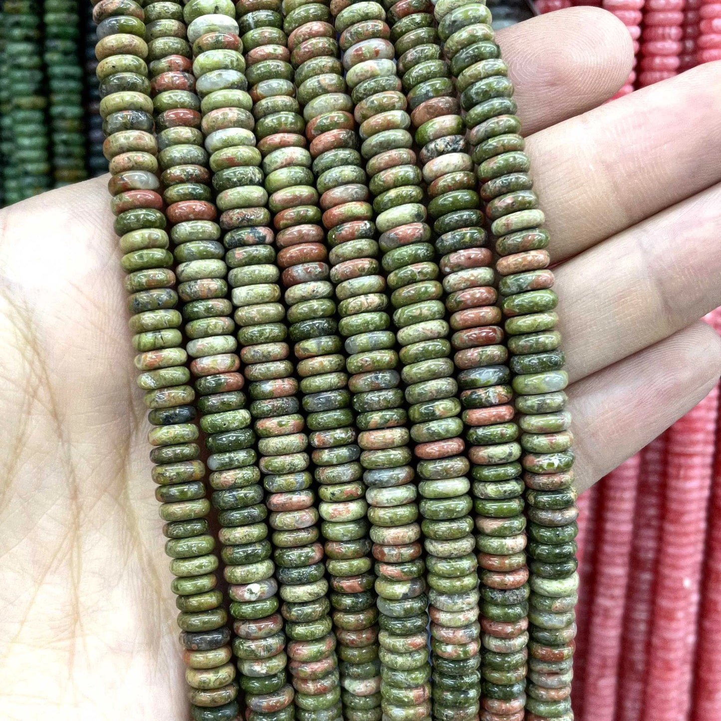 Natural Stone Bead Spacers Quartz Jasper Agate Flat Round