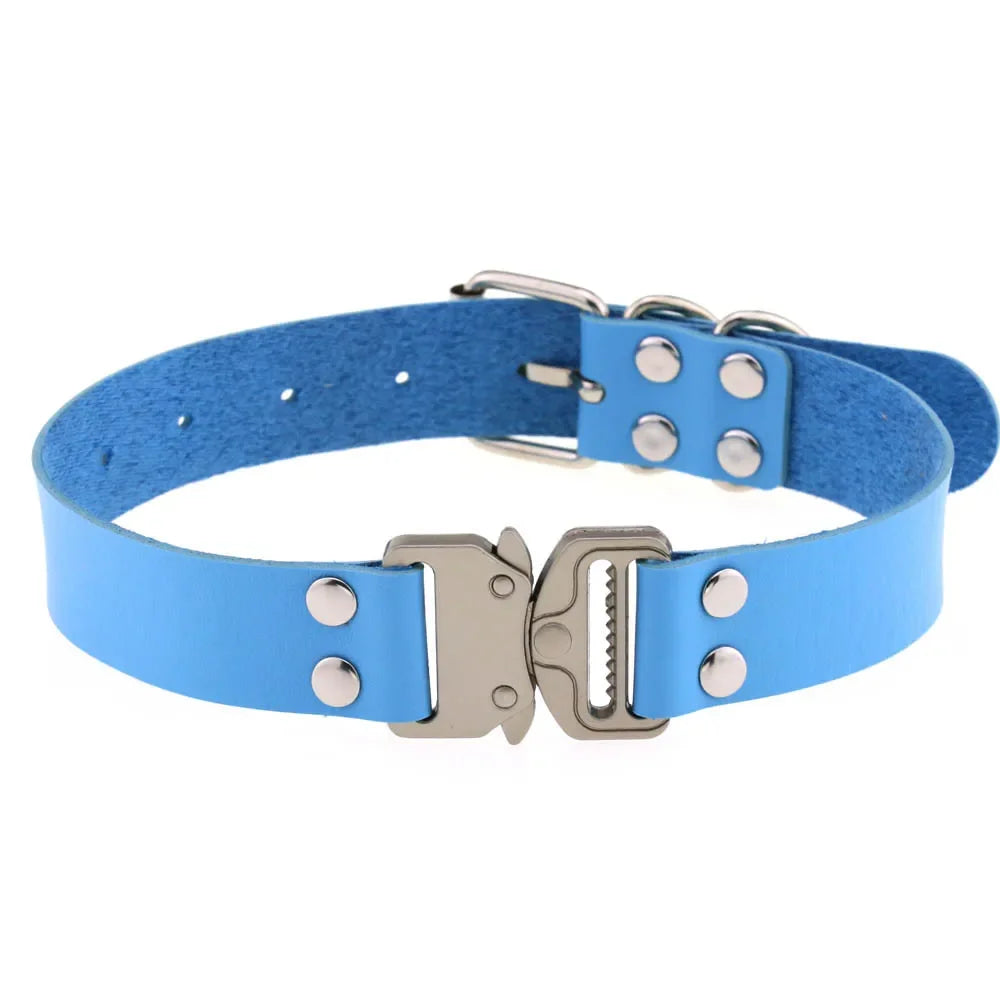 Choker Buckle Necklace PU Leather Cosplay
