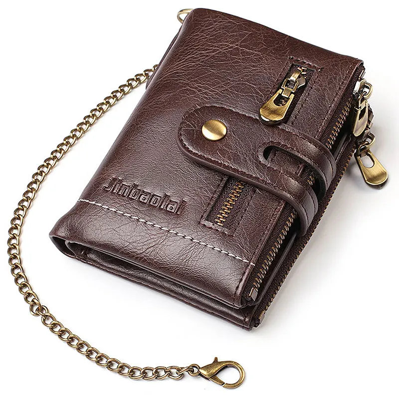 PU Leather Mens Wallet With Chain Card Holder High Quality