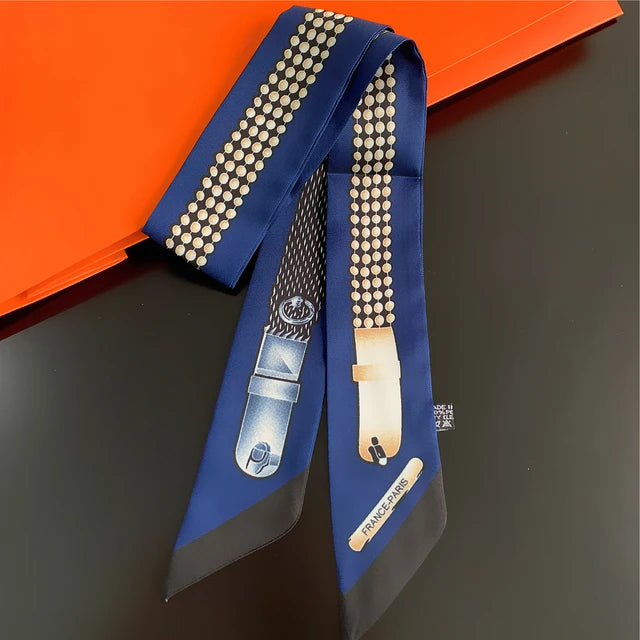 Scarf Skinny Plaid Silk Accessory