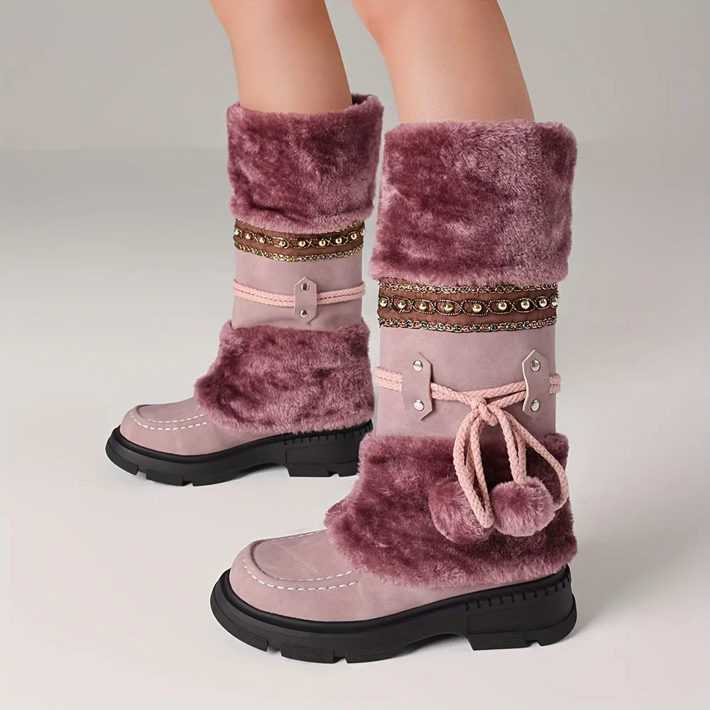 Women Snow Boots Platform Faux Fur Lining