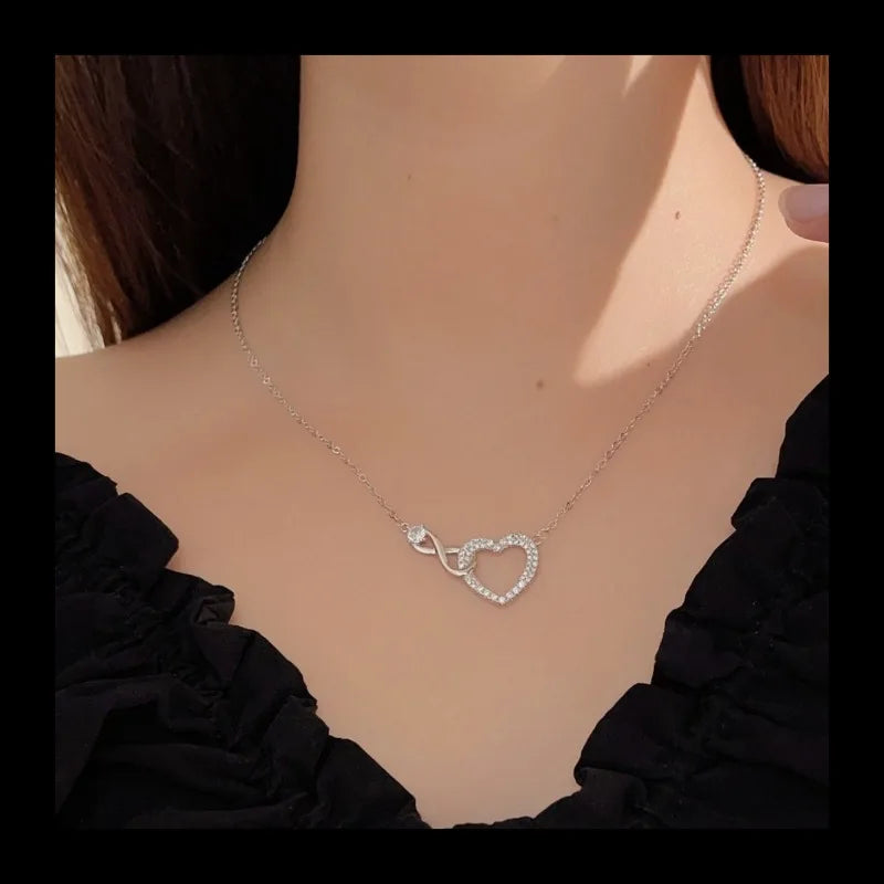 Infinity Symbol Necklace With Zircon Stones