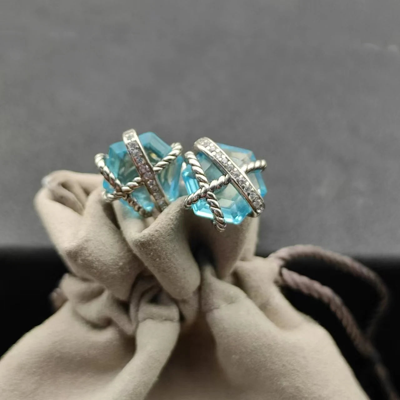 Sterling Silver Zircon Stud Earrings 925