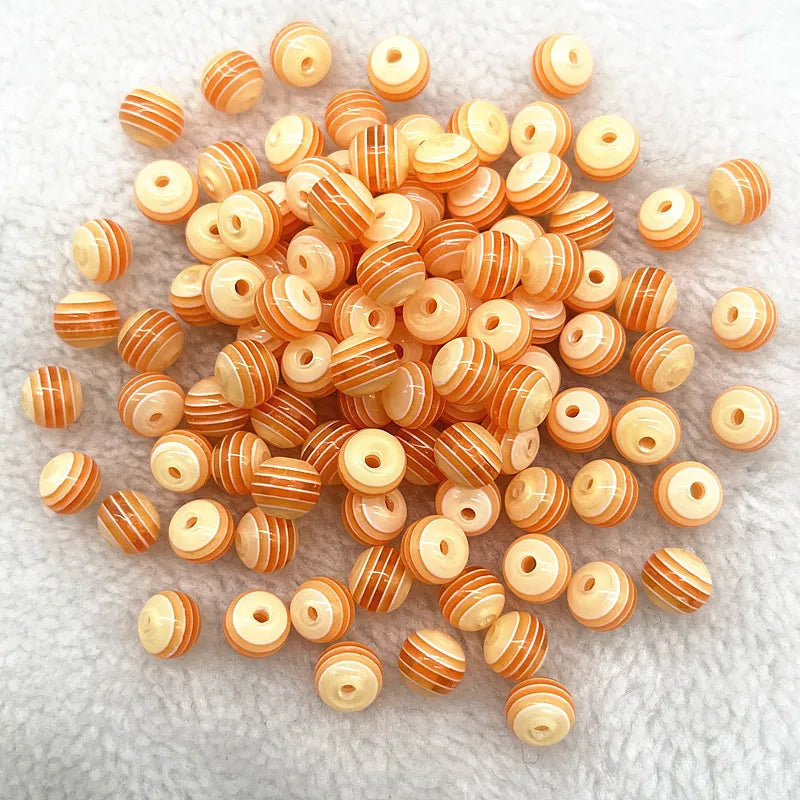 Transparent Round Resin Beads Stripe Spacer Beads For Jewelry Making