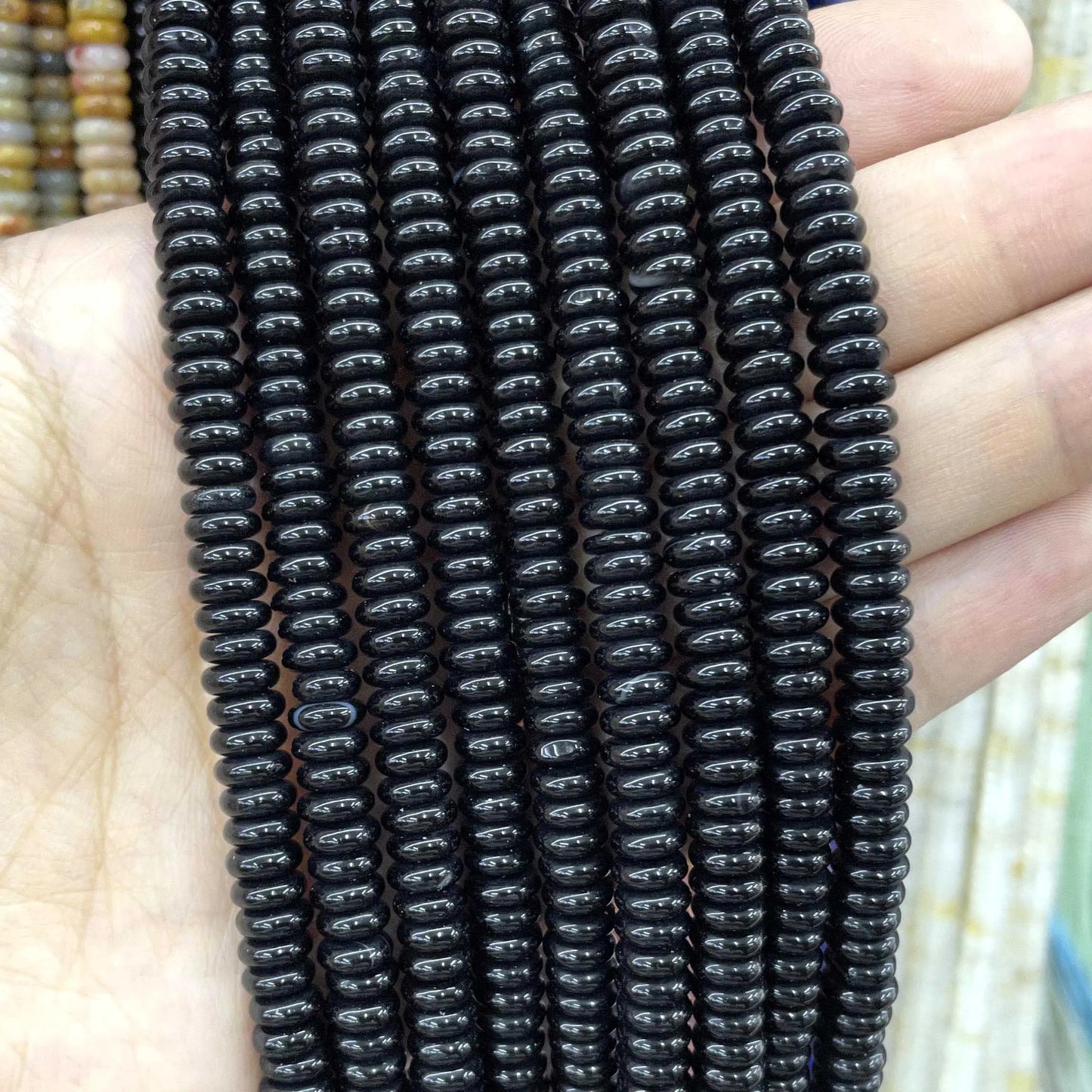Natural Stone Bead Spacers Quartz Jasper Agate Flat Round