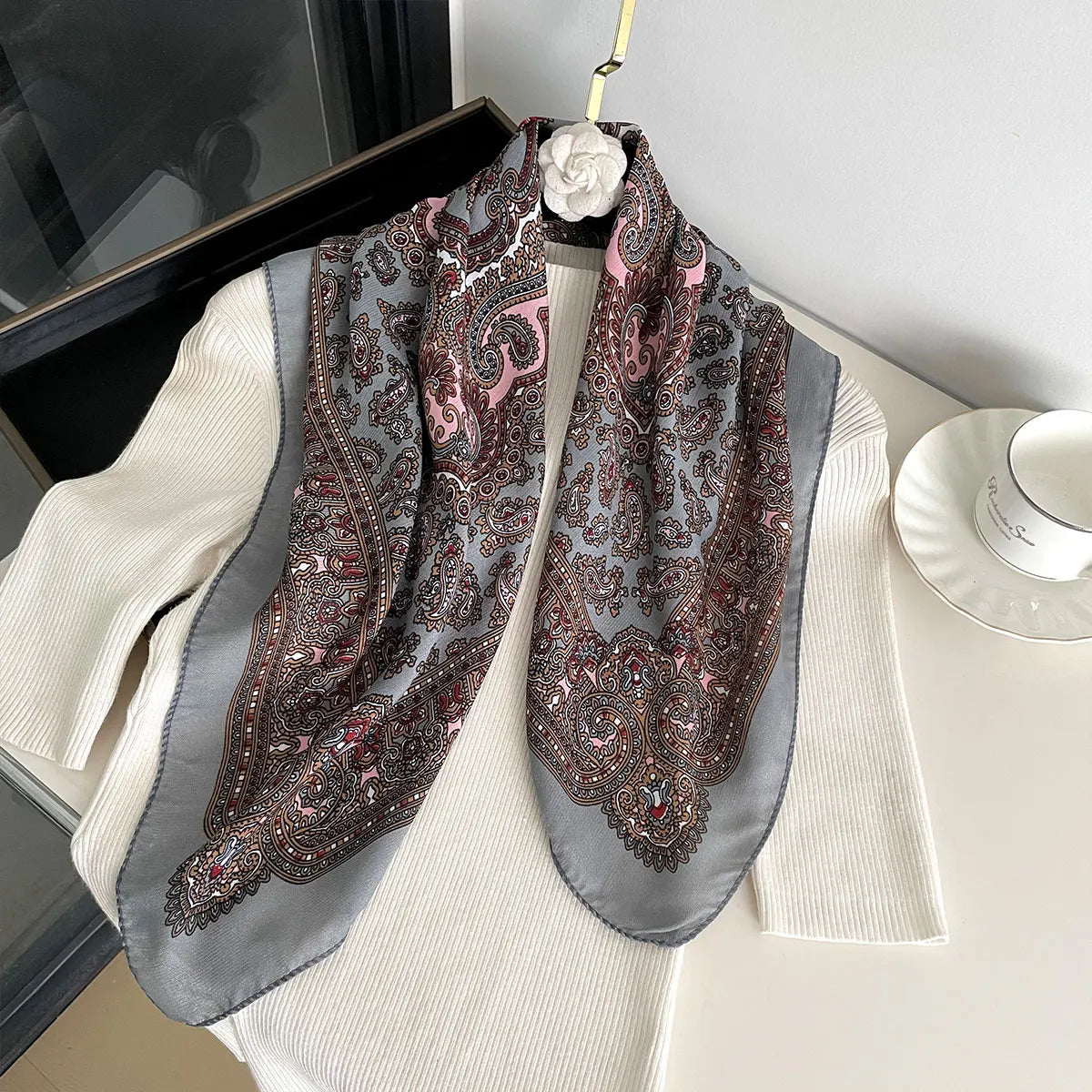 Scarf Paisley Print Square Shawl