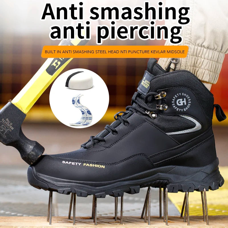 Men's Safety Shoes Steel Toe Anti Puncture Work Boots