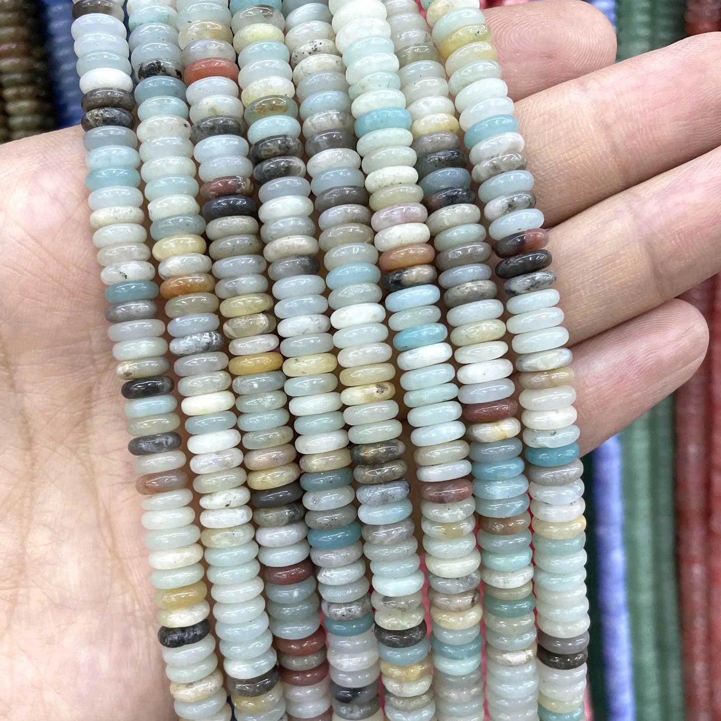 Natural Stone Bead Spacers Quartz Jasper Agate Flat Round
