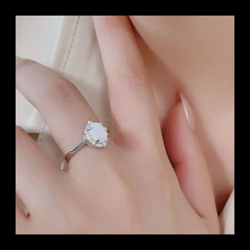White Opal Water Drop Styling Ring