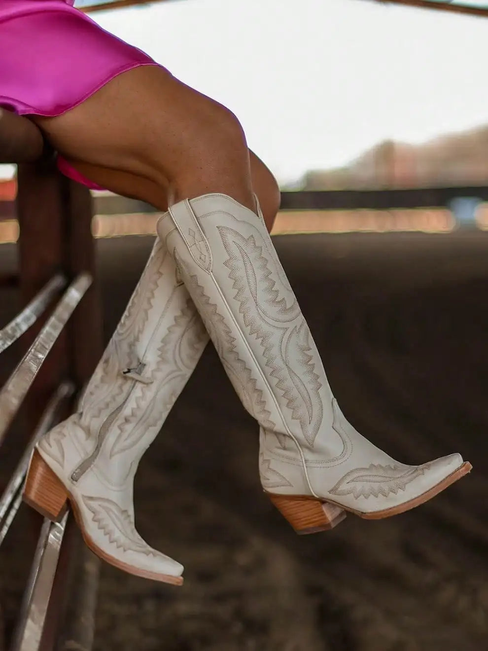Boots For Women Point Toe Chunky Heels Knee High