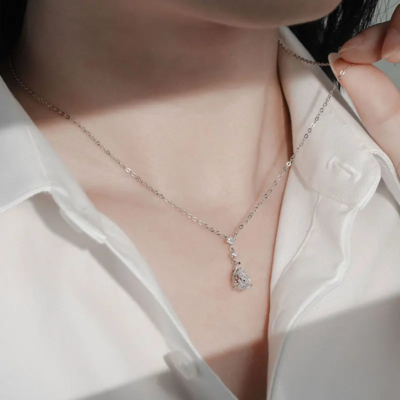 Necklace Waterdrop 925 Sterling Silver Moissanite Pendant