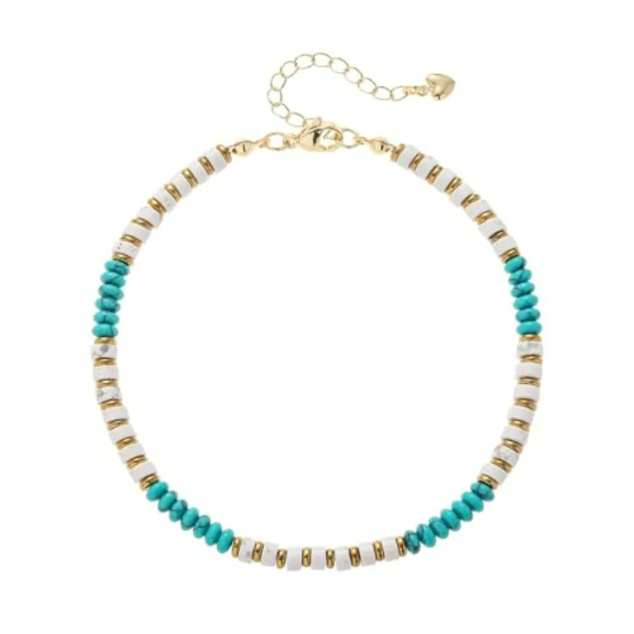 Natural Stone Beaded Anklets For Women Handmade Boho Turquoise Beads Jewelry