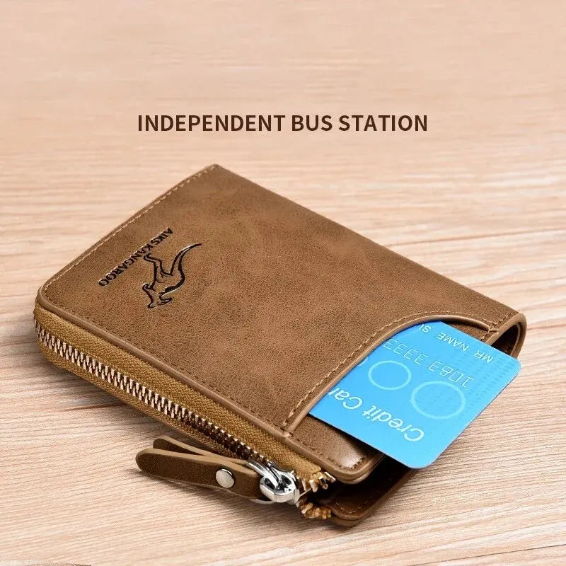 Leather Wallet RFID Zipper Card Holder Purse