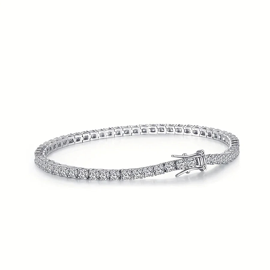 925 Sterling Silver Moissanite Tennis Bracelet 5.6 Carat