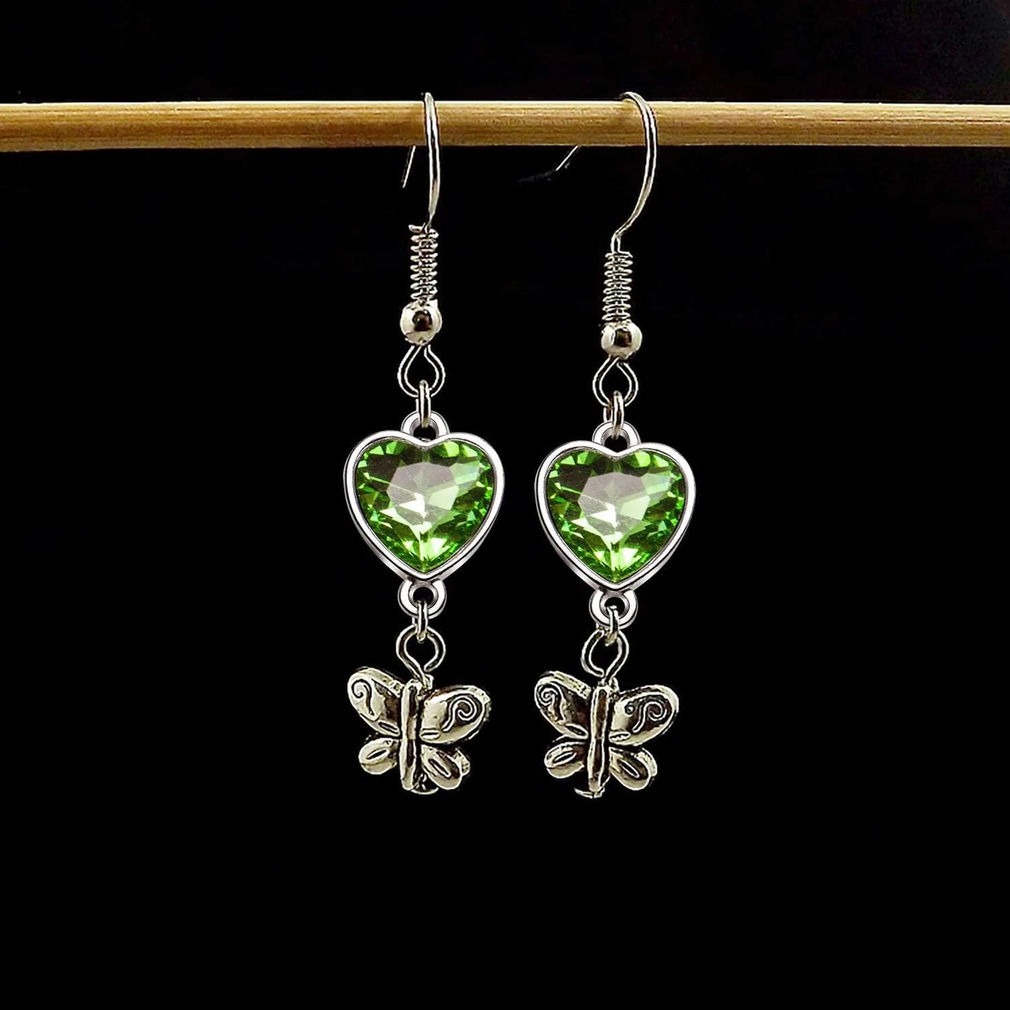 Heart Crystal Birthstone Charms With Double Loop Bail Connectors